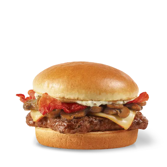 mushroom bacon cheeseburger single
